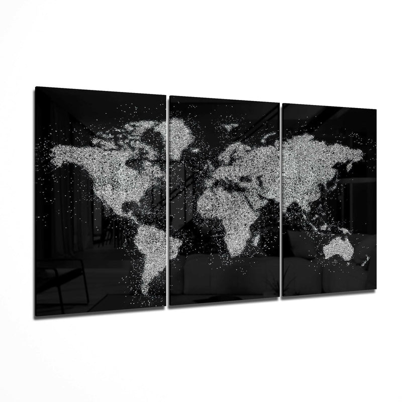 World Map Glass Art