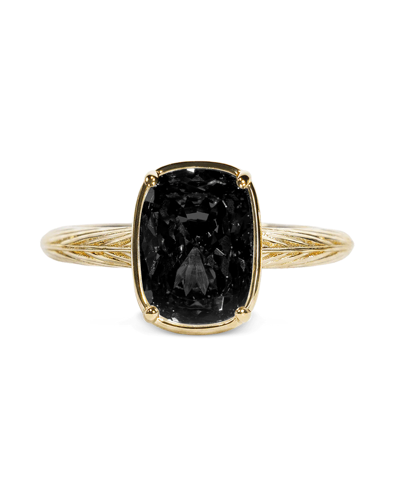 Sterling Silver Mini Black Elongated Cushion Ring