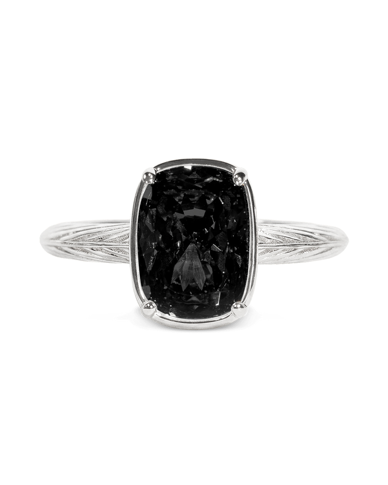 Sterling Silver Mini Black Elongated Cushion Ring