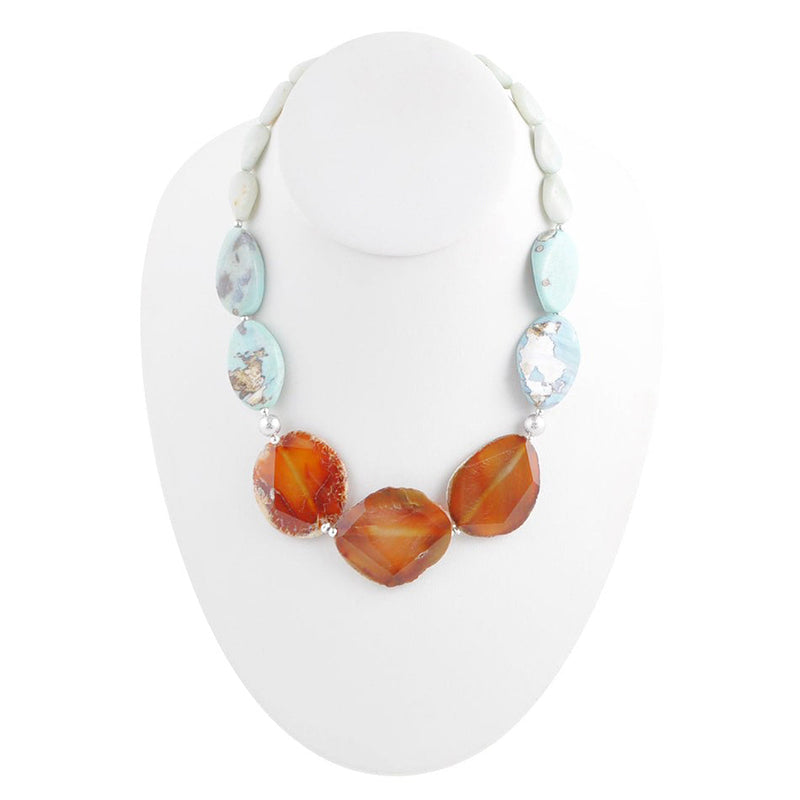 Minty Blue and Orange Nectar Necklace