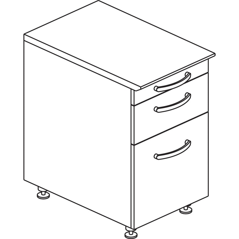 Safco Medina Laminate Pedestal, Left or Right, 3-Drawers: Pencil/Box/File, Legal/Letter, Gray Steel, 15.5" x 18.13" x 26.63"