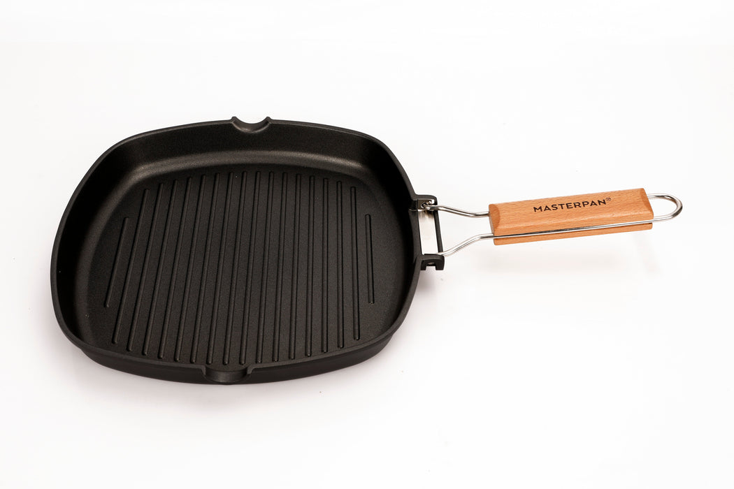MASTERPAN Nonstick Grill Pan with Folding Handle, 8" (20cm)
