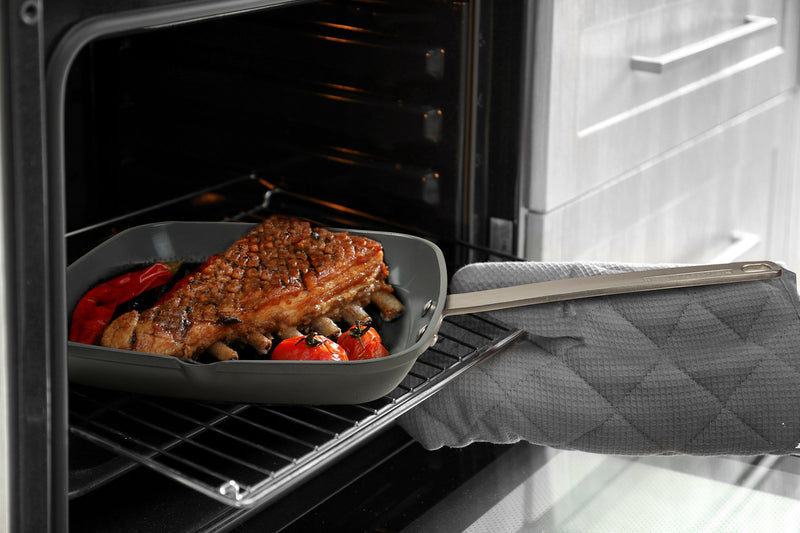 MASTERPAN Ceramic Nonstick Grill Pan with Silicone Grip, 10" (25cm)