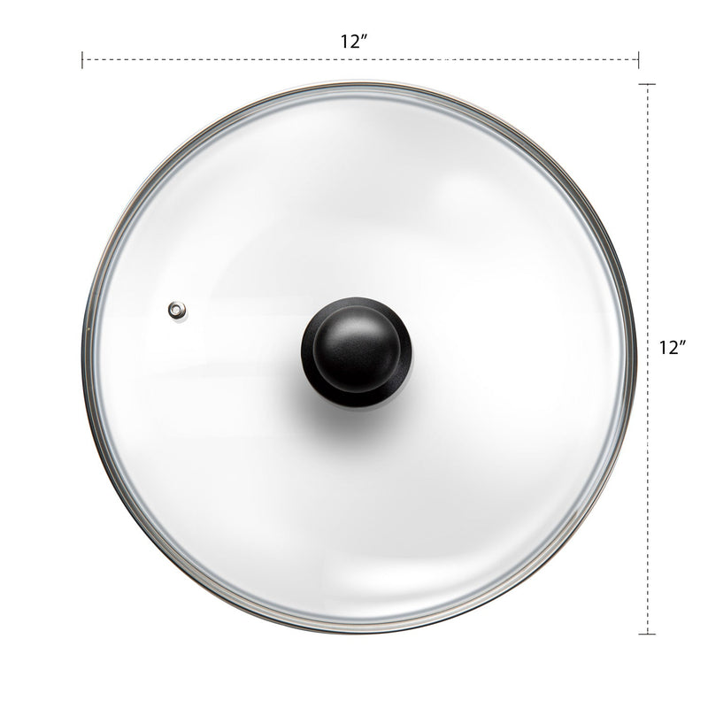 MASTERPAN Nonstick Carbon Steel Wok with Glass Lid & Wooden Utensils, 12" (30cm)