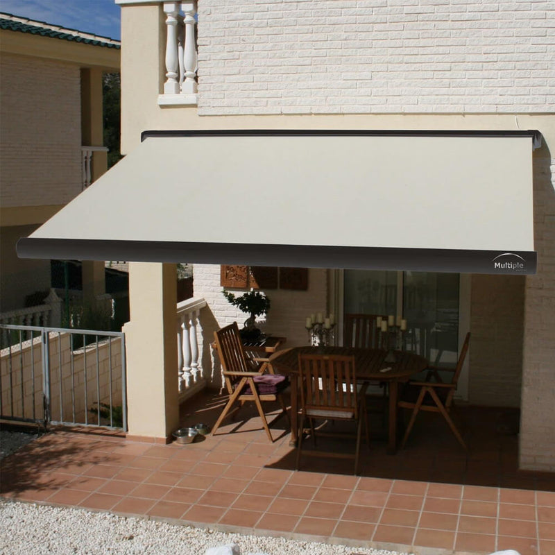 Multiple Awnings Brasilia Slim Premium Full Cassette Manual Retractable Sun Shade Awning With Black Frame (SAK91420)