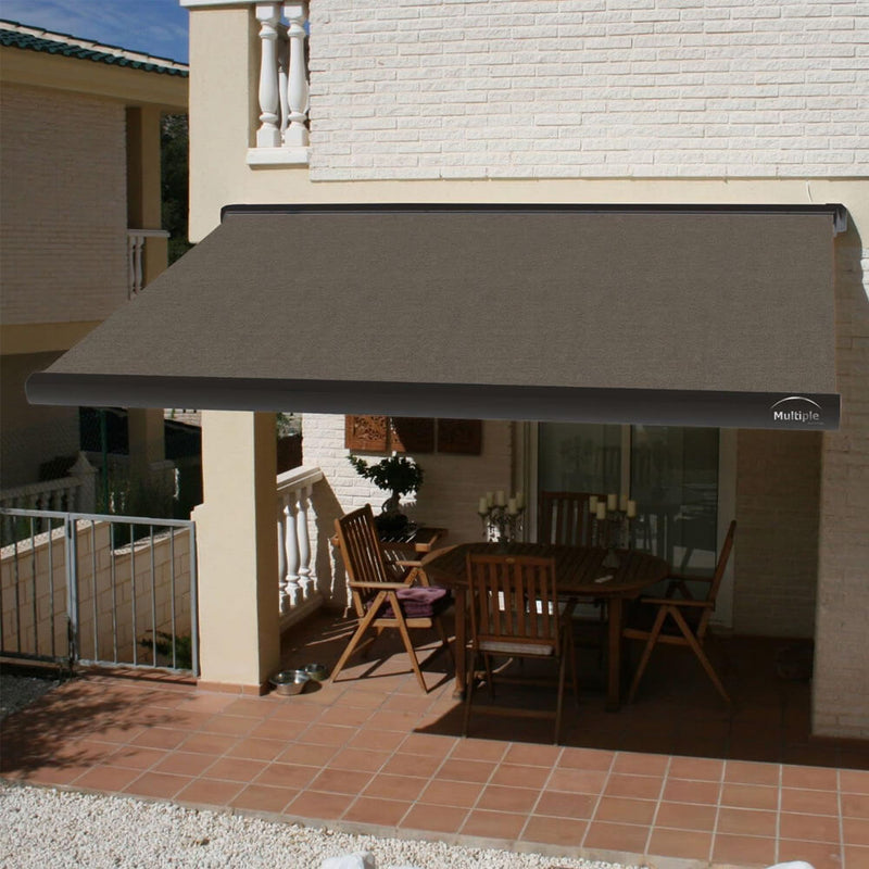 Multiple Awnings Brasilia Slim Premium Full Cassette Manual Retractable Sun Shade Awning With Black Frame (SAK91420)