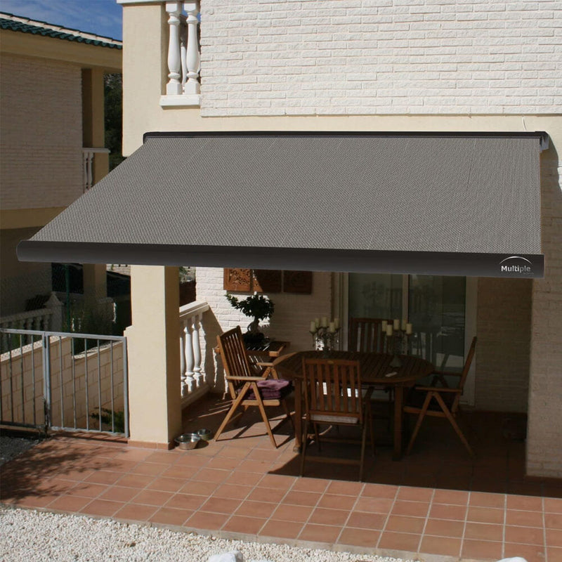 Multiple Awnings Brasilia Slim Premium Full Cassette Manual Retractable Sun Shade Awning With Black Frame (SAK91420)