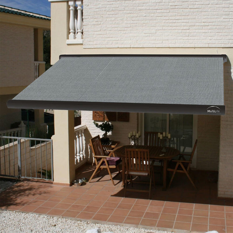 Multiple Awnings Brasilia Slim Premium Full Cassette Manual Retractable Sun Shade Awning With Black Frame (SAK91420)