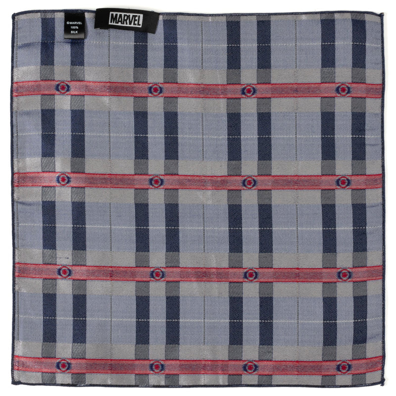 Marvel Captain America Gray Plaid Pocket Square