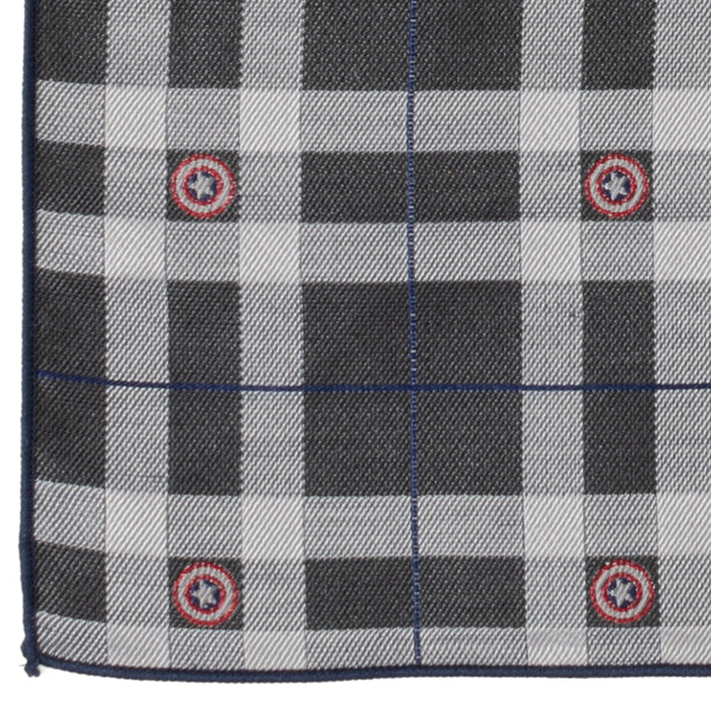 Marvel Captain America Gray Plaid Pocket Square