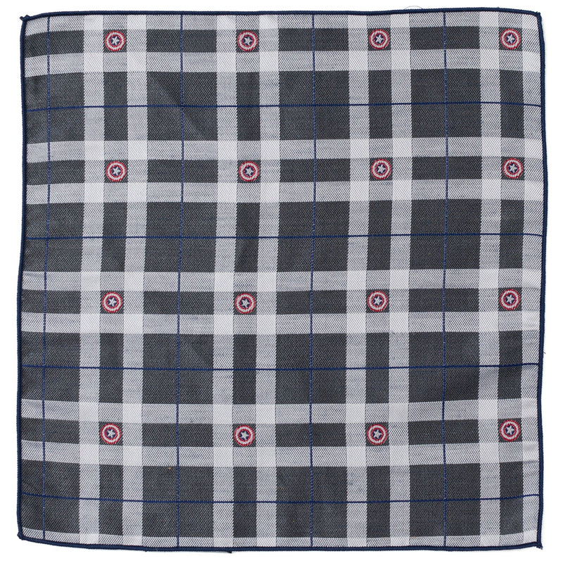 Marvel Captain America Gray Plaid Pocket Square