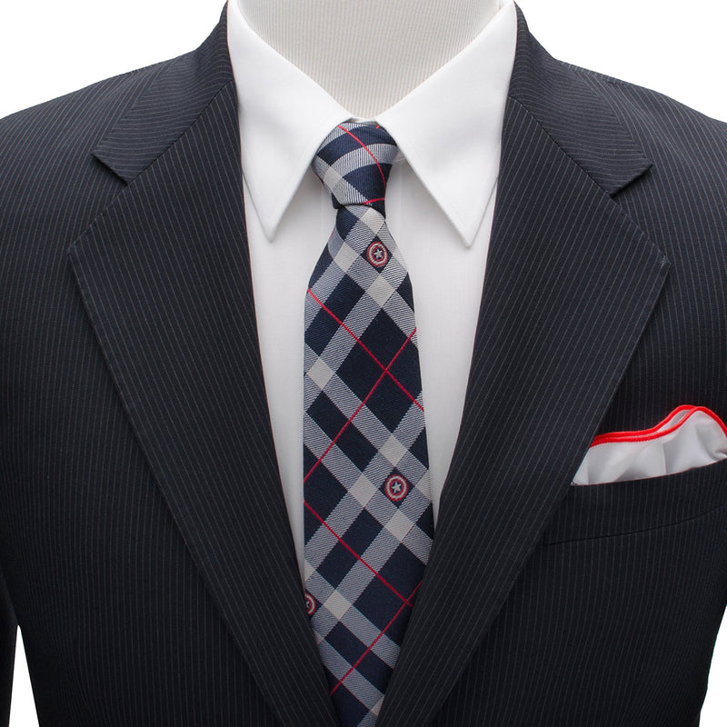Marvel Captain America Blue Plaid Tie