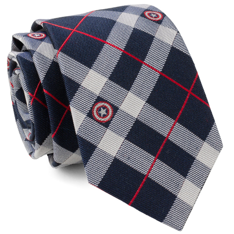 Marvel Captain America Blue Plaid Tie