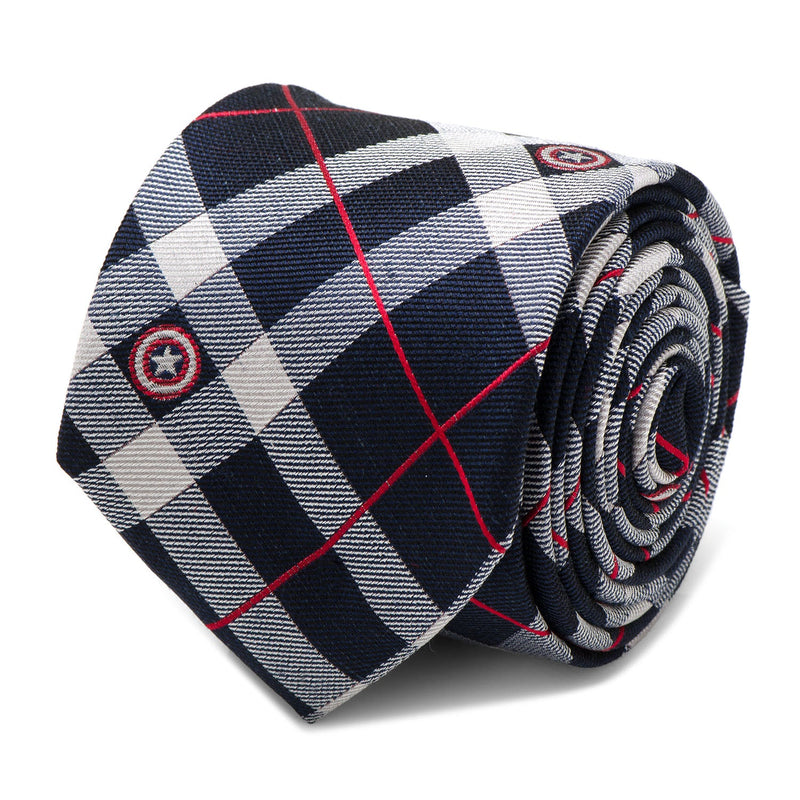 Marvel Captain America Blue Plaid Tie