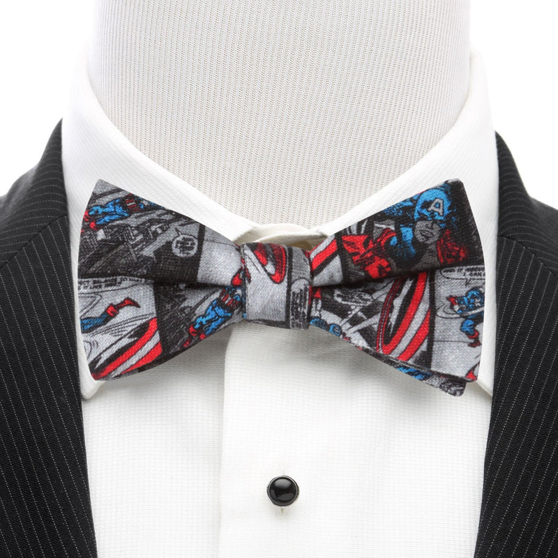 Marvel Captain America Comic Gray Men's Bow Tie