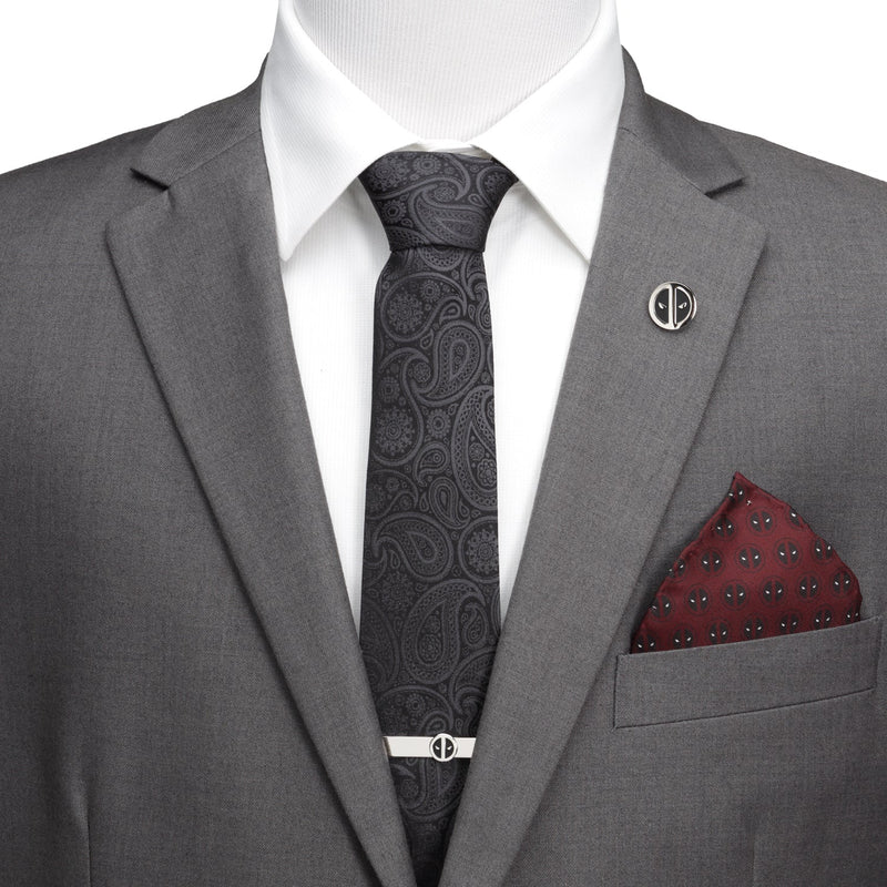 Marvel Deadpool Hidden Paisley Black Silk Men's Tie