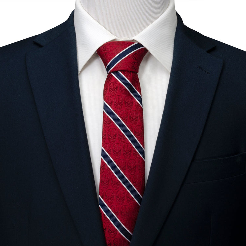 Marvel Spider-Man Red and Navy Stripe Men's Tie