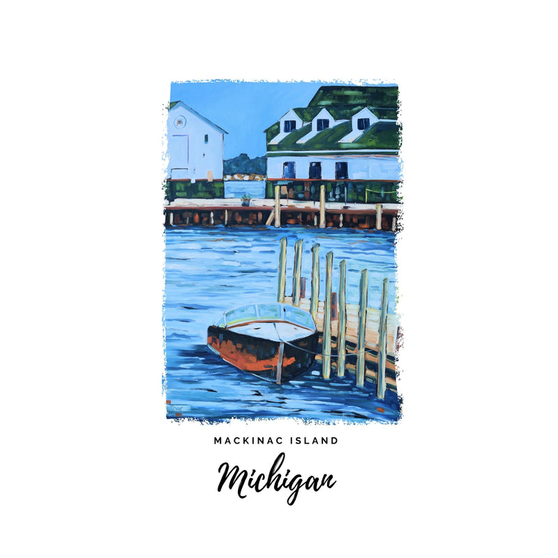 Dish Towel - "Boat Stories- Mackinac Island Kitchen Towel"