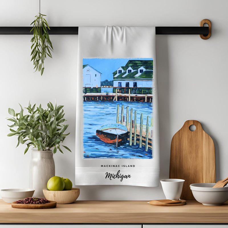 Dish Towel - "Boat Stories- Mackinac Island Kitchen Towel"