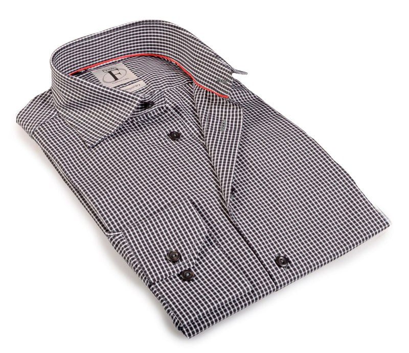 Made in Italy Dress Shirts// Black Check- contemporary fit
