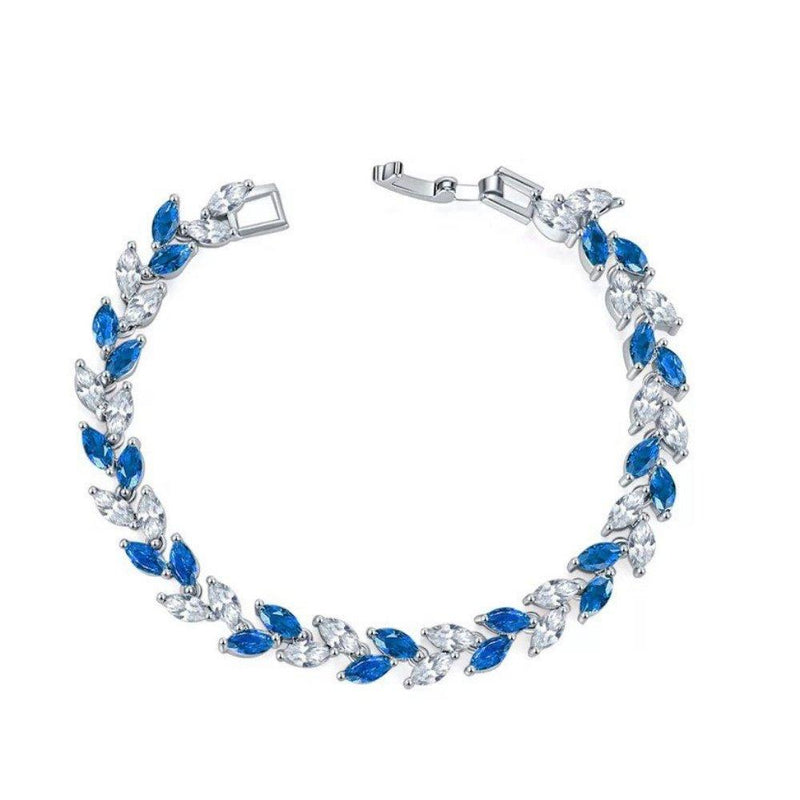 Marquise Cubic Zirconia Tennis Bracelets with Blue Sapphire and White Diamond Cubic Zirconia