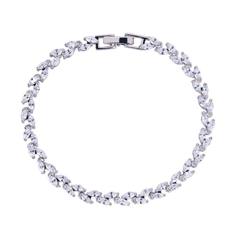 Marquise Cut Cubic Zirconia Tennis Bracelet with White Diamond Cubic Zirconia