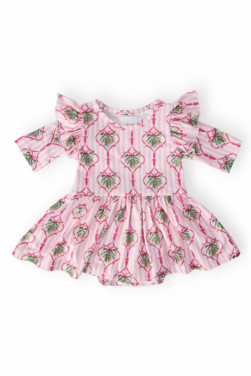 Merry Mistletoe 3/4 Sleeve Twirl Flutter Bodysuit