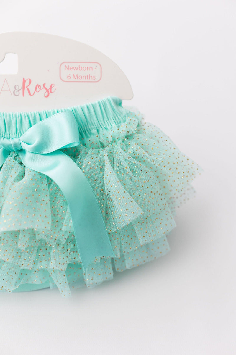 Mint & Gold Glitter Ruffle Tutu Bloomer