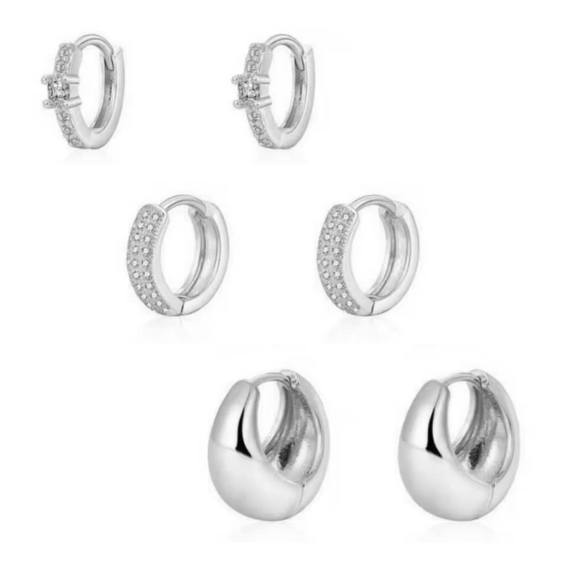 Dainty Huggie Hoop Earrings -3 Pairs