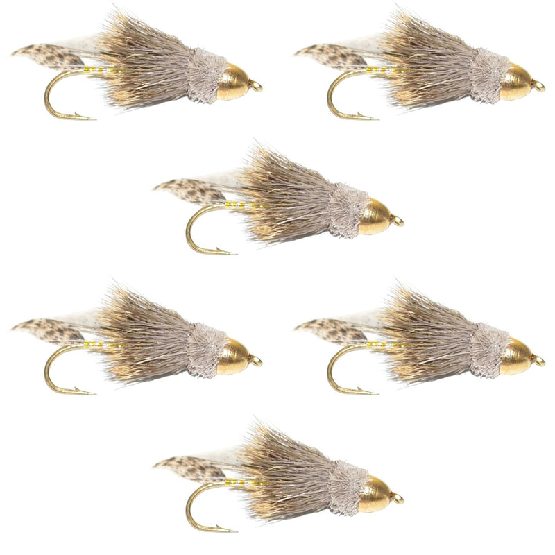 Cone Head Muddler Minnow Trout and Bass Streamer Fly - 6 Flies Size 4
