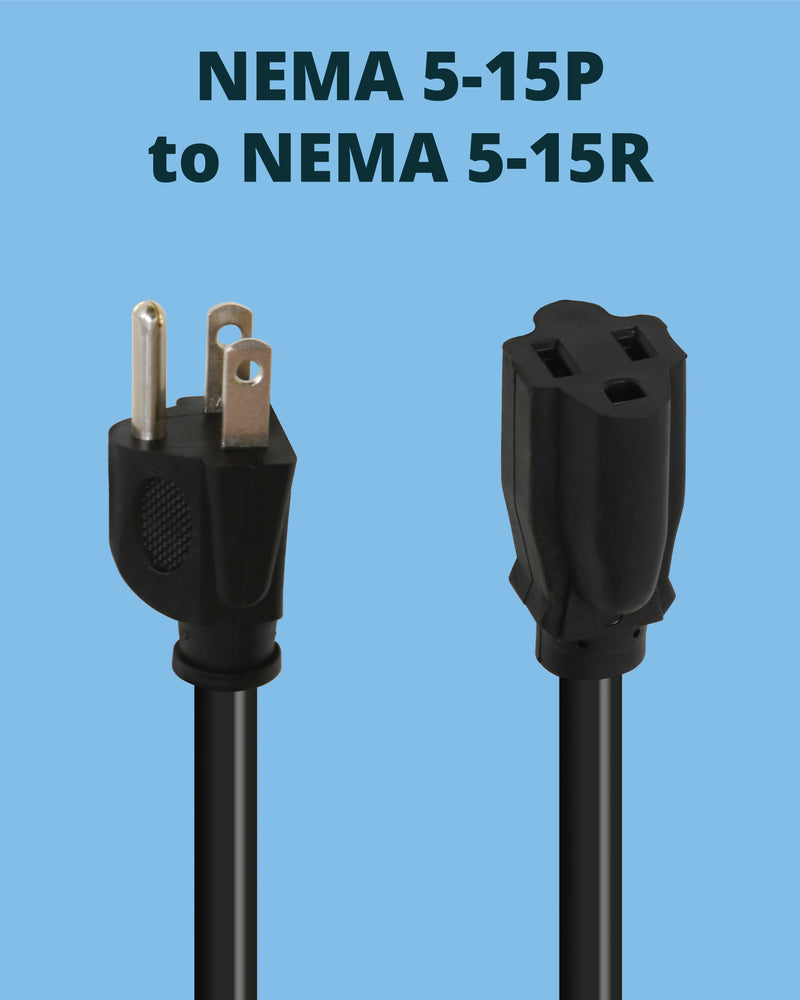 1ft Short Power Extension Cord – 14AWG, 12-Pack