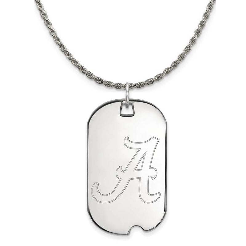 Sterling Silver U. of Alabama Large Initial A Dog Tag Necklace