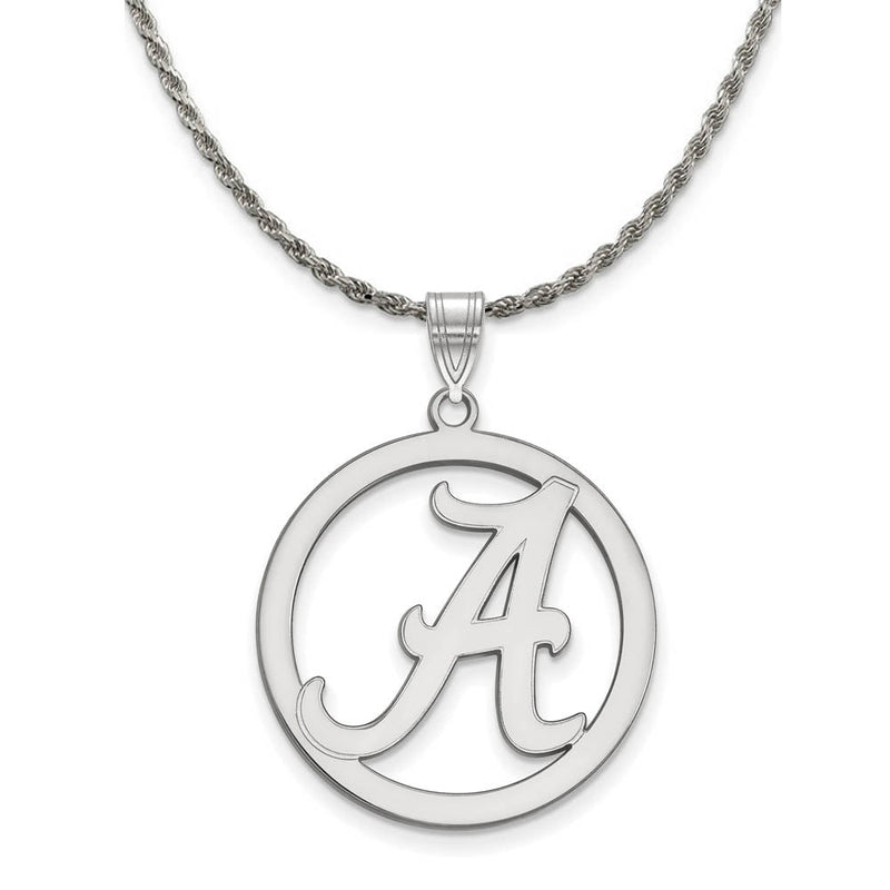 Sterling Silver U of Alabama Large Initial A Circle Pendant Necklace