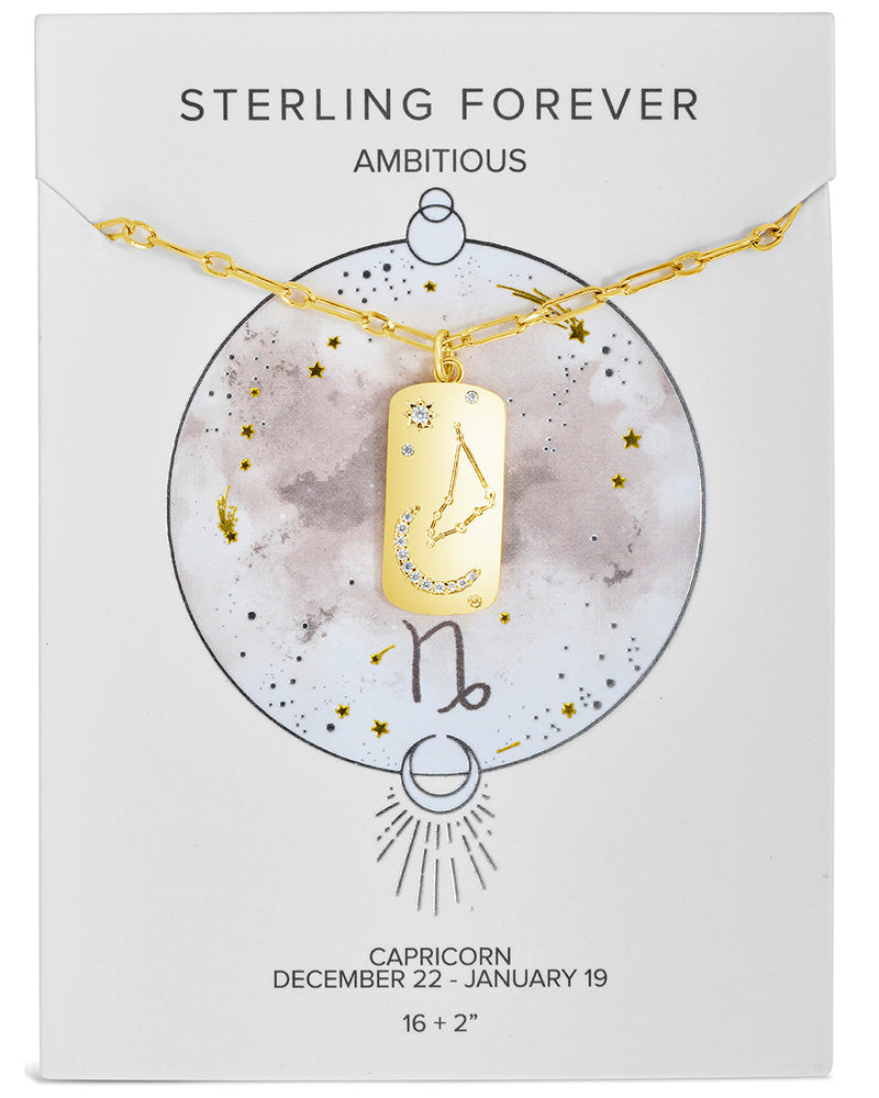 CZ Constellation Dog Tag Pendant Necklace