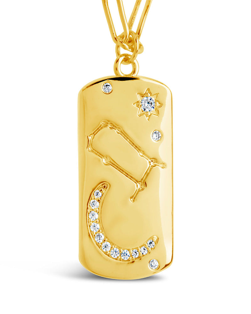 CZ Constellation Dog Tag Pendant Necklace
