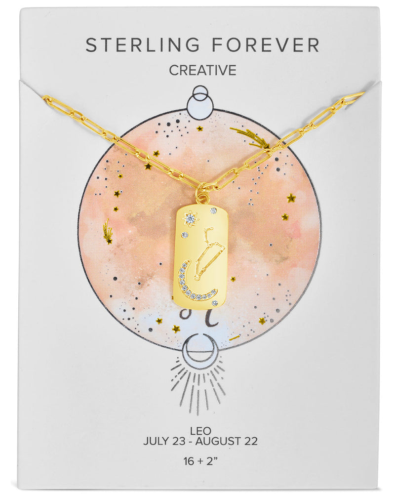 CZ Constellation Dog Tag Pendant Necklace