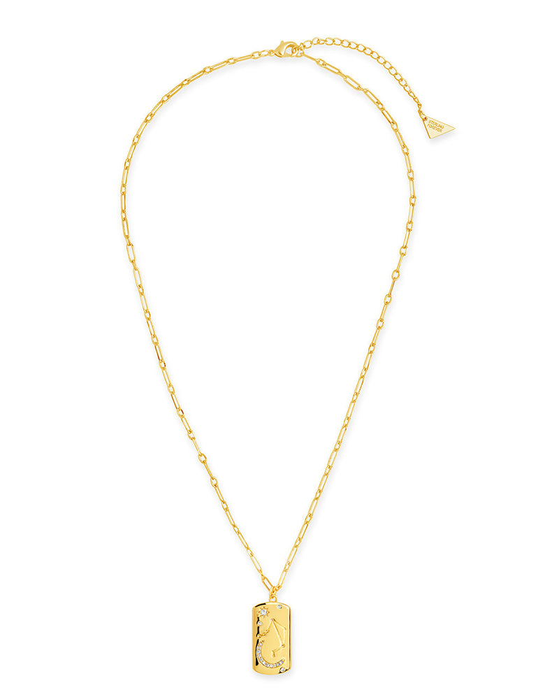 CZ Constellation Dog Tag Pendant Necklace