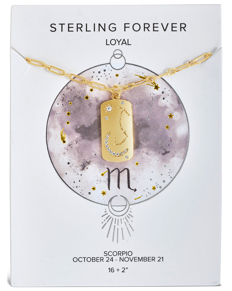 CZ Constellation Dog Tag Pendant Necklace