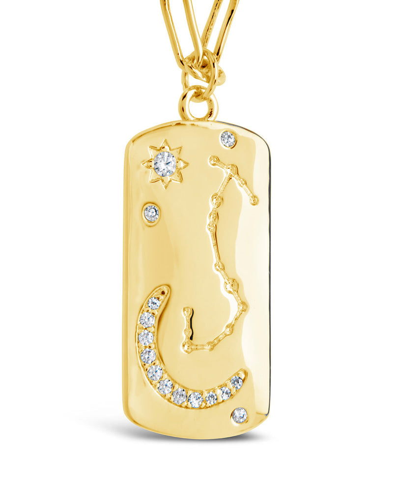 CZ Constellation Dog Tag Pendant Necklace
