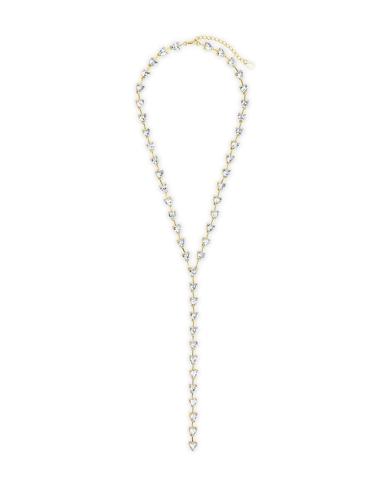 Tasha CZ Stationed Heart Lariat Necklace