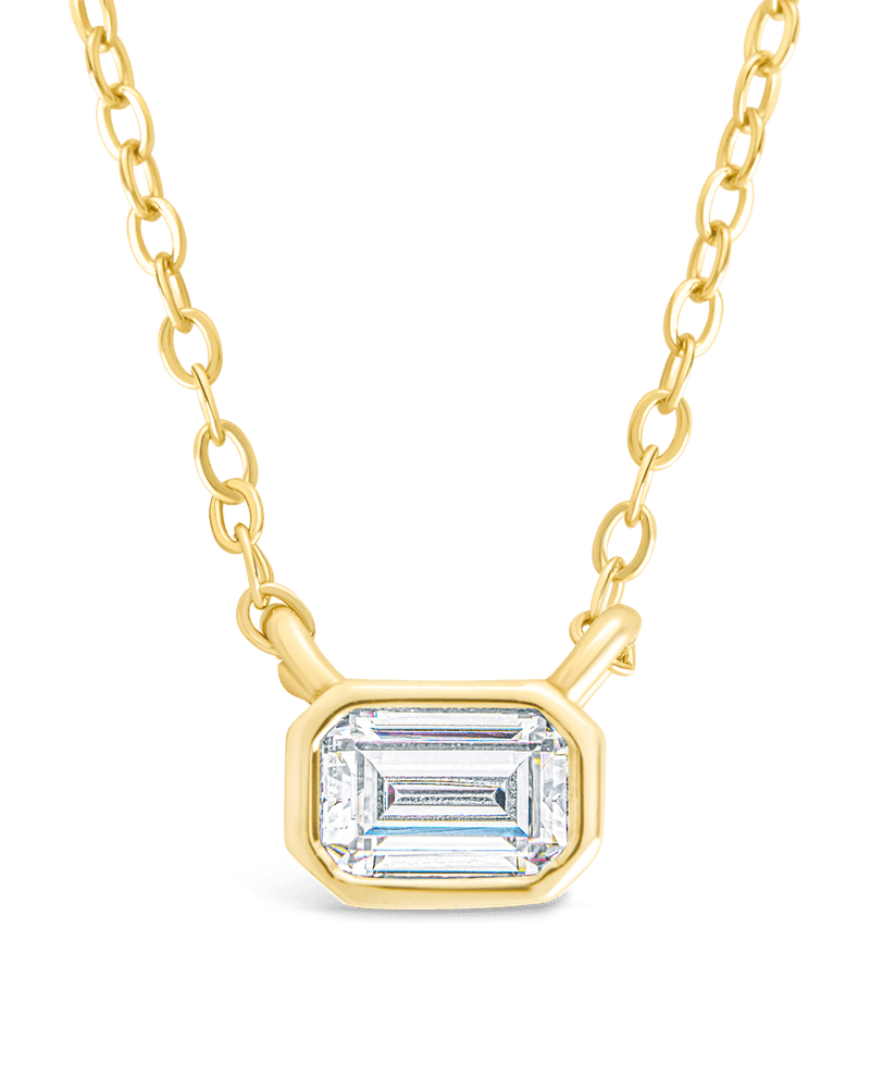 Sterling Silver Emerald Bezel Set Pendant