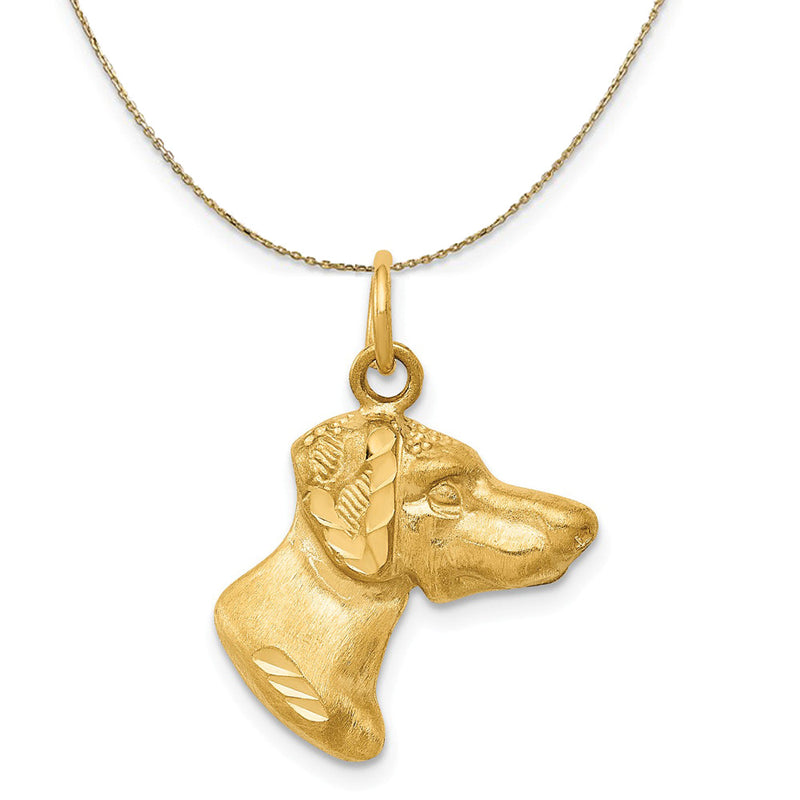 14k Yellow Gold Pointer Dog Head Necklace