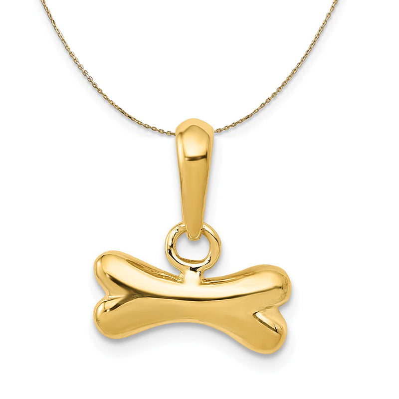 14k Yellow Gold Sm Polished Dog Bone Necklace