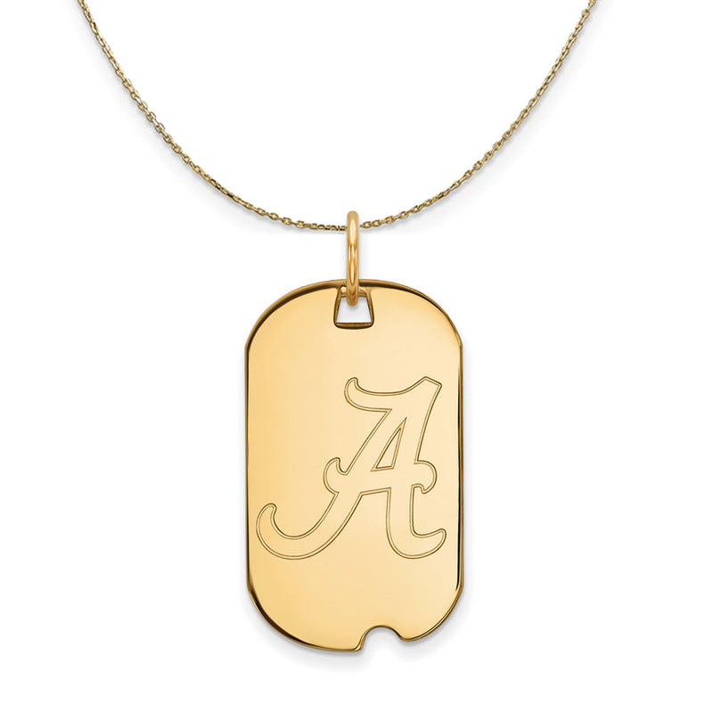14k Yellow Gold U. of Alabama Initial A Dog Tag Necklace