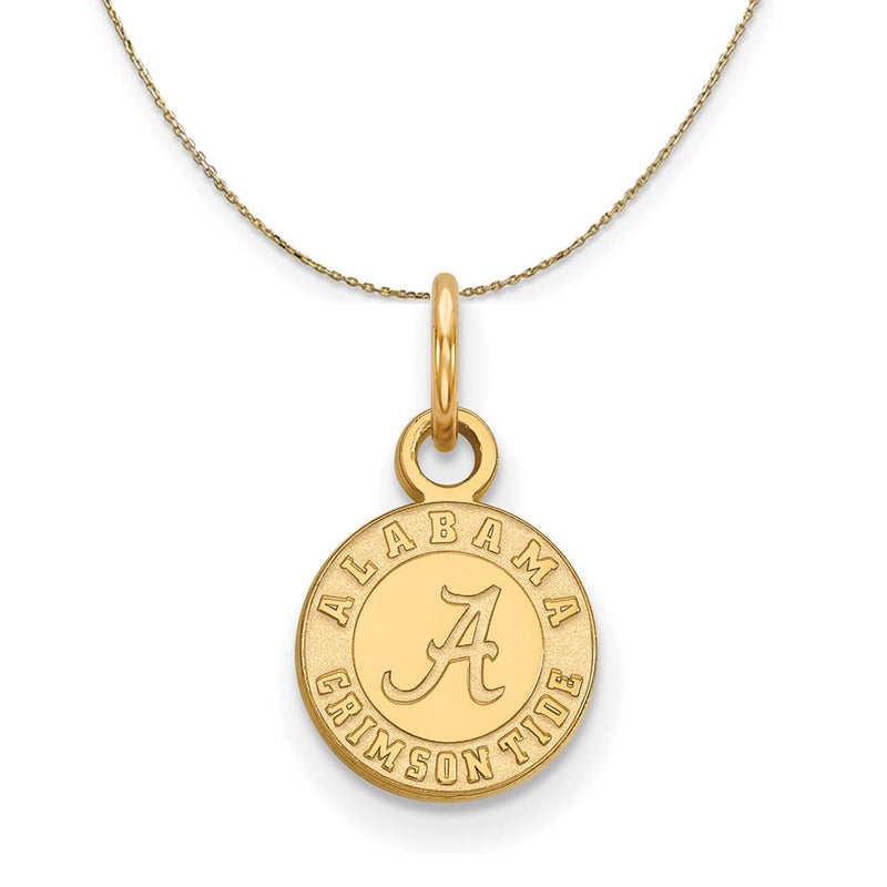 14k Yellow Gold U. of Alabama XS (Tiny) Round Logo Necklace
