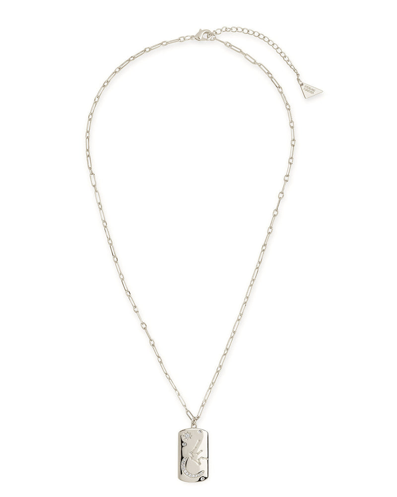 CZ Constellation Dog Tag Pendant Necklace