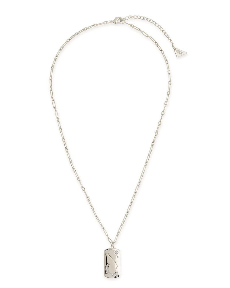 CZ Constellation Dog Tag Pendant Necklace