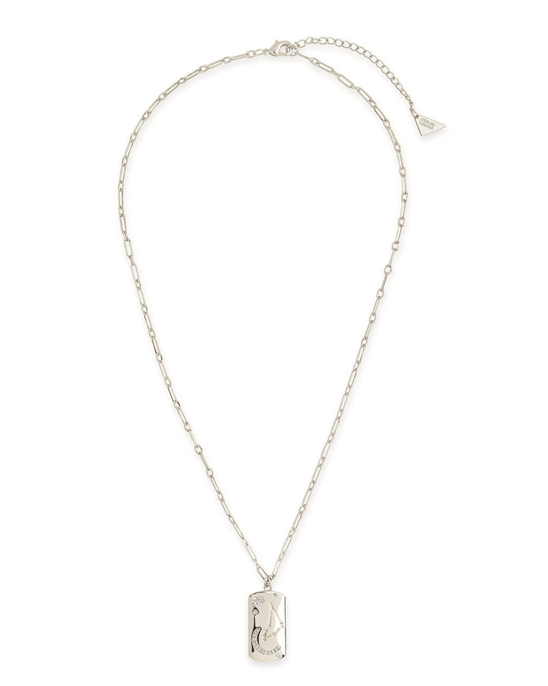 CZ Constellation Dog Tag Pendant Necklace