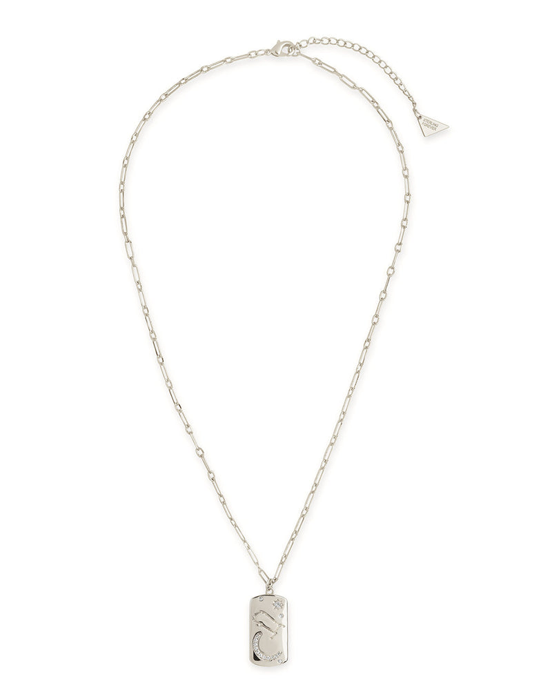 CZ Constellation Dog Tag Pendant Necklace