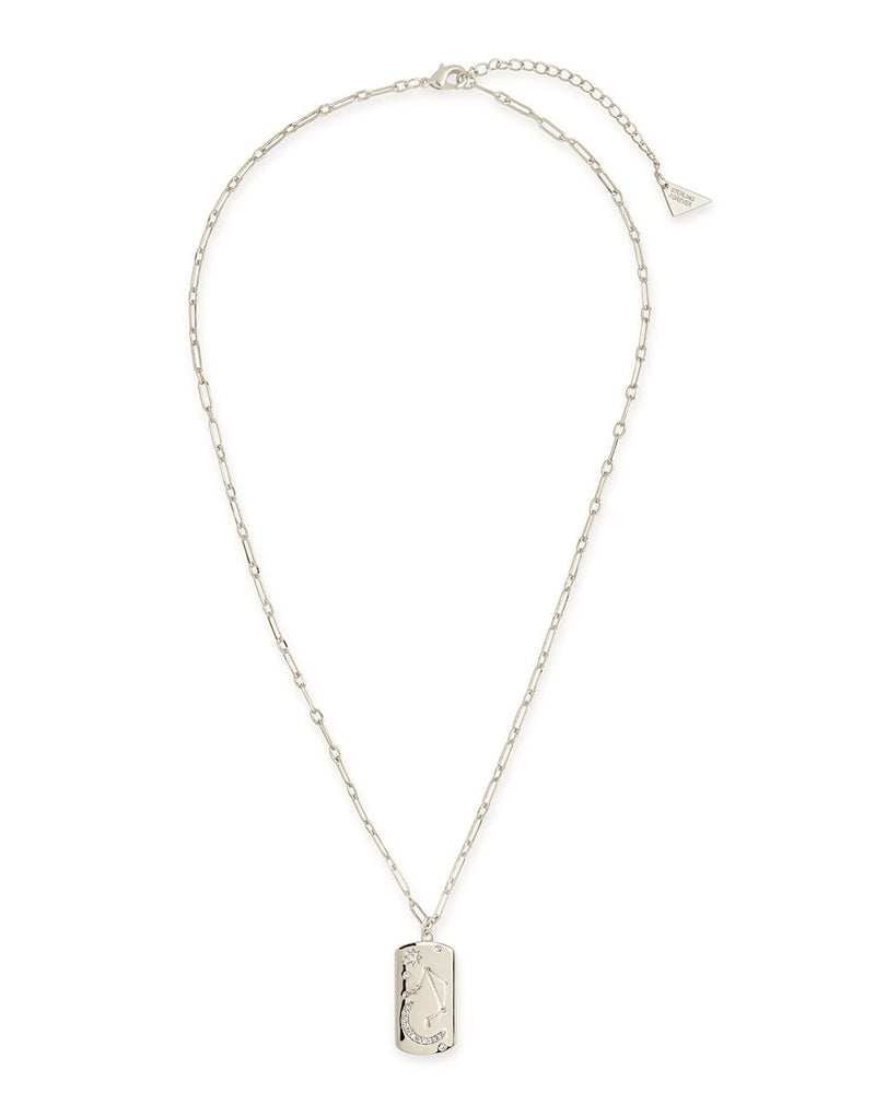 CZ Constellation Dog Tag Pendant Necklace